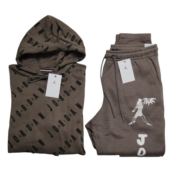 Nike Air Jordan Men's Matching Tracksuit Set Jumpman Sweatsuit Mocha Brown NWT - Picture 1 of 13